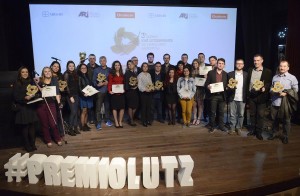 Vencedores do Prêmio Lutz no palco 