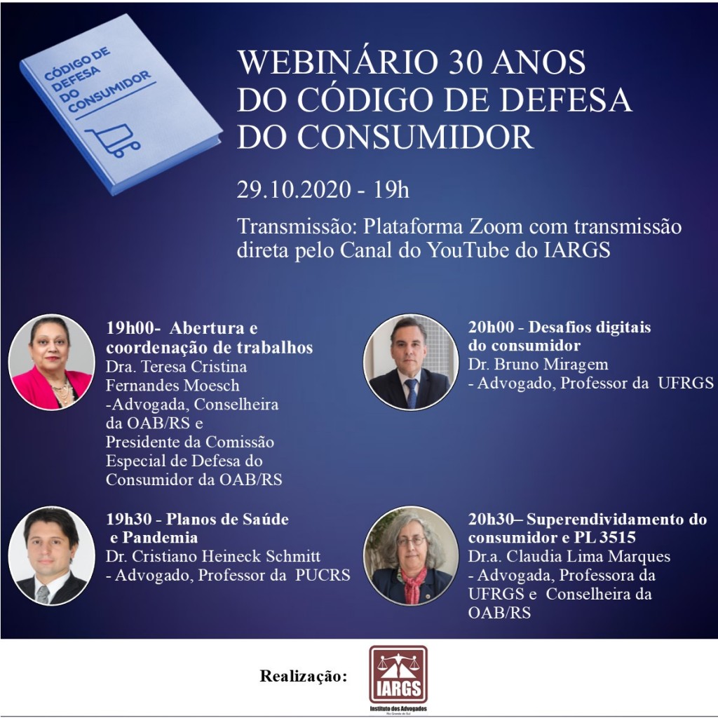 Convite Webinário 30 anos Código de Defesa do Consumidor
