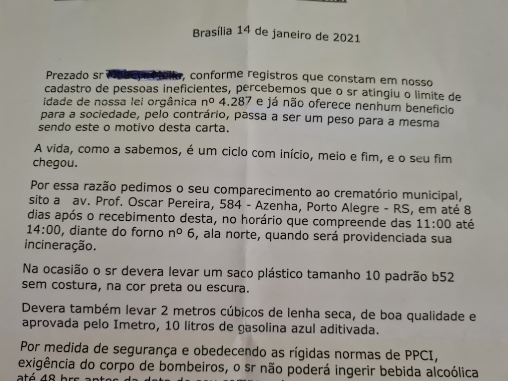 carta de morte