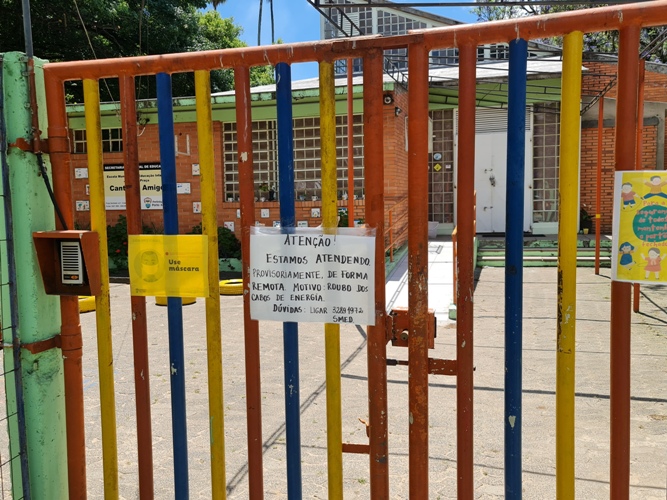 escolinha fica sem aulas por causa do furto de cabos de energia atendimento somente remoto