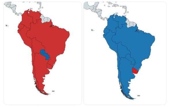 mapa da política da américa latina mostra o pêndulo entre esquerda e direita